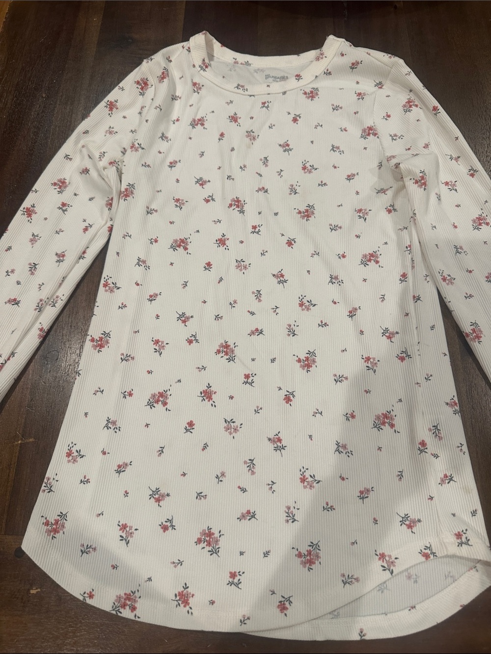 No Boundaries White Long Sleeve Floral Tee with Pink Roses